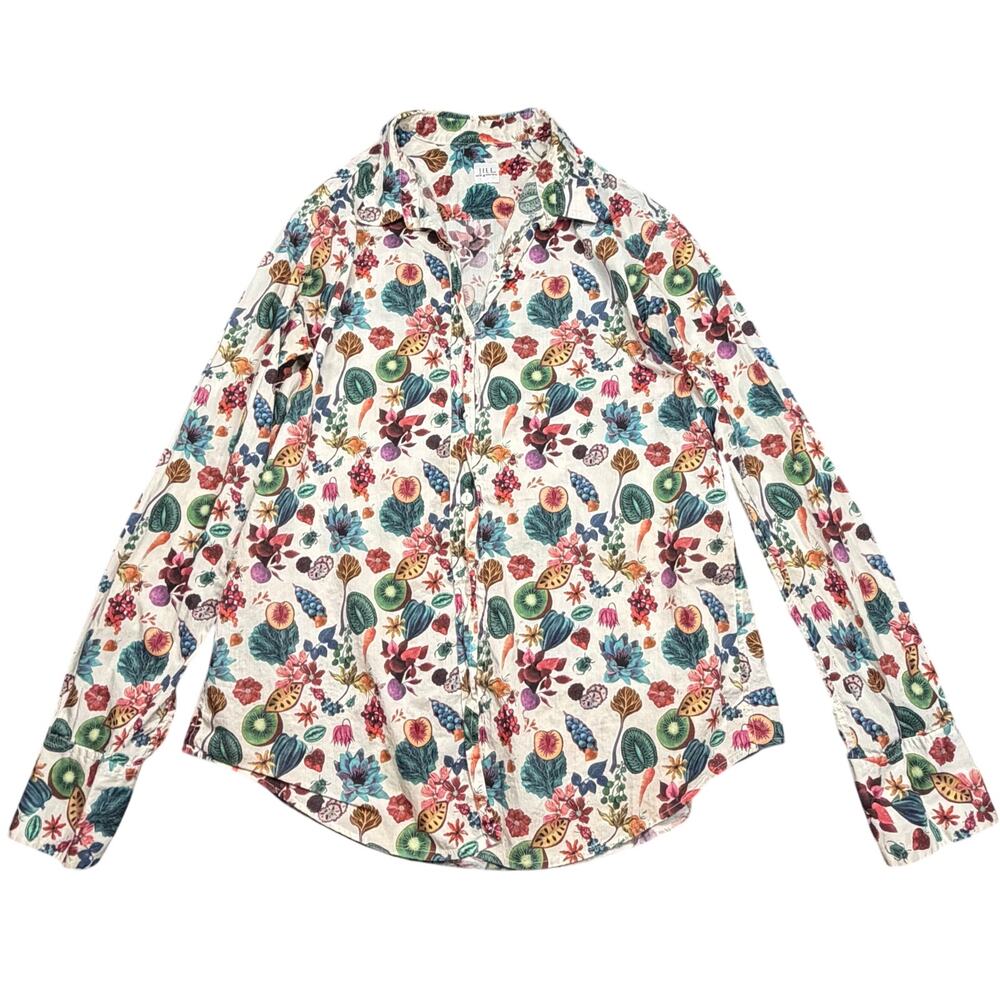 Jill McGowan Women’s Botanical Fruit & Floral Print Button Down Shirt Multicolor
